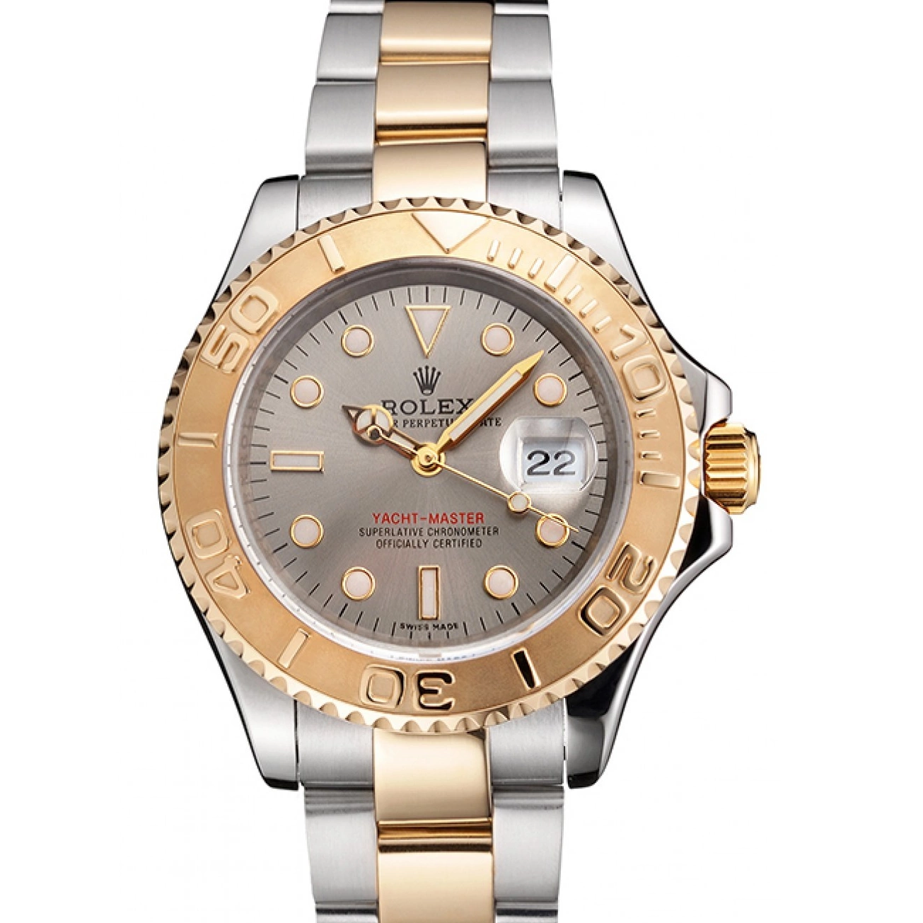 Good Copy Rolex Watches Bezel Steel Gold Rolex Tone Gray Yacht-Master Swiss Case Dial Stainless Dial Two 0627